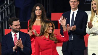 Melania Trump waves to supporters at the RNC 