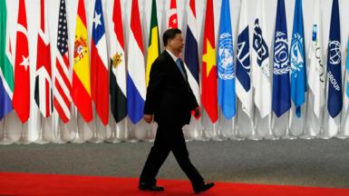 Chinese President Xi Jinping arrives at the G20 leaders summit on June 28, 2019 in Osaka, Japan. 