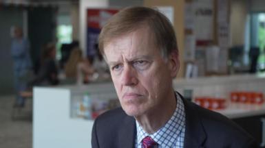 Sir Stephen Timms being interviewed by the BBC at MC Society