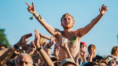  General view of festival goers during day 2 at Leeds Festival at Bramhall Park on August 26, 2017 in Leeds, England. 