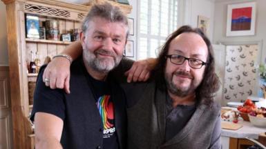 Si King and Dave Myers during filming for 鶹Լ show Hairy Bikers: Best of British 