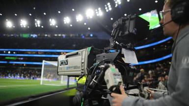 A television camera during the Premier League match between Tottenham Hotspur and Wolverhampton Wanderers