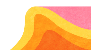 A graphic of a wave in the colours of yellow, amber and orange against a pink sky