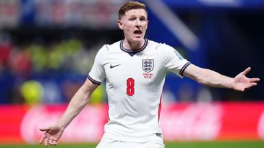 Elliot Anderson gestures while playing for England against DR Congo