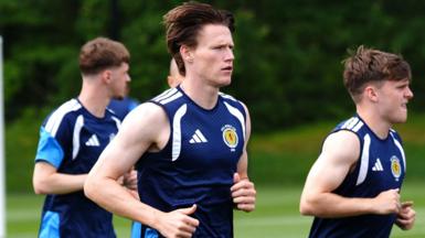 Scott McTominay trains with Scotland on Friday in Boston