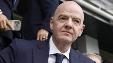 Gianni Infantino looks on during the World Cup
