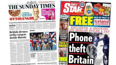 Newspaper headlines: UK-made drones 'strike Russia' and 'Phone theft Britain'