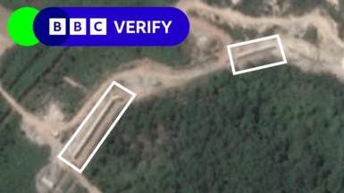 Satellite images showing sections of border 'wall'