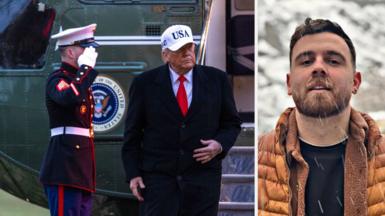 US President Donald Trump and Erfan Soltani appear in a composite image. 