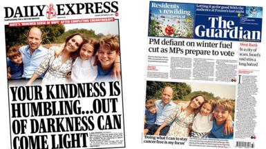 Daily Express and Guardian front pages for 10 September 2024