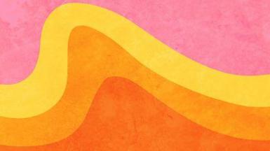 An artistic curve of pink, yellow and orange representing The Upbeat's logo