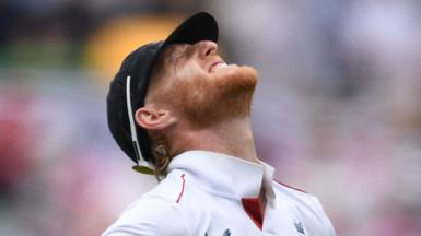 England captain Ben Stokes grimaces as he looks up at the sky