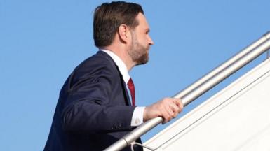 U.S. Vice President JD Vance boards Air Force Two, after peace talks with Iran in Islamabad