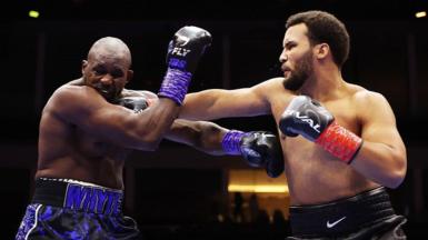 Moses Itauma lands a punch on Dillian Whyte during their heavyweight fight in Saudi Arabia