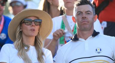 Rory McIlroy and his wife Erica at the Ryder Cup on Sunday