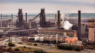 An aerial view of British Steel's Scunthorpe works on July 16, 2026 in Scunthorpe, England. 