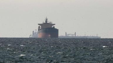 Cargo ships in the Gulf, near the Strait of Hormuz, on 11 March 2026