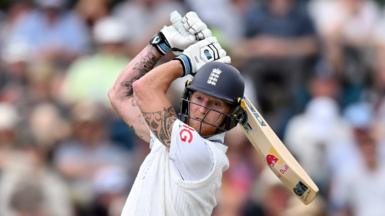 Ben Stokes bats in the first Test