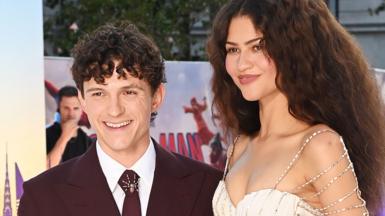 Tom Holland and Zendaya attend the "Spider-Man: Brand New Day" UK Premiere at Odeon Luxe Leicester Square on July 29, 2026 in London, England