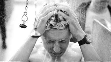 Tadej Pocagar in the shower