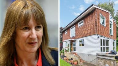 A composite image shows on the left a headshot of Rachel Reeves and on the right an image of her house in Southwark