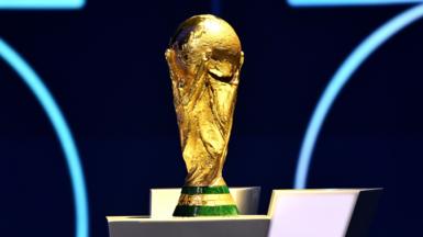 A general view of the Fifa World Cup trophy