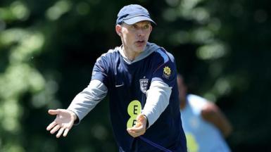 Thomas Tuchel taking training for England in Kansas City
