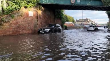 Flooded street.