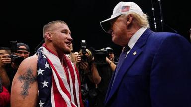 Justin Gaethje and Donald Trump at UFC Freedom 250