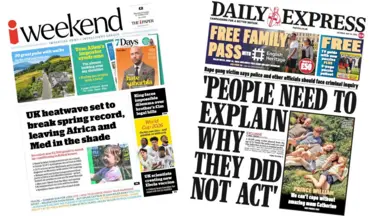 A composite image of the front pages of the i Weekend and the Daily Express on 23 May 2026