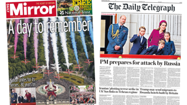 The Daily Mirror and The Daily Telegraph front pages.