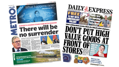 The Metro says "There will be no surrender". The Express says "Don't put high value goods at the front of stores". 