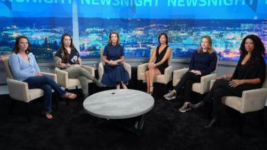 From left to right: Jena-Lisa Jones, Wendy Pesante, Victoria Derbyshire, Joanna Harrison, Chauntae Davies and Lisa Phillips