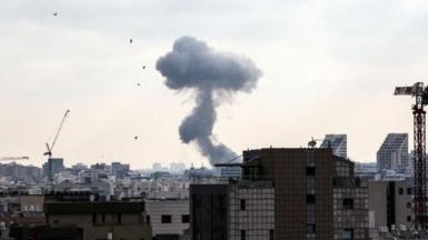 Smoke can be seen as during a missile attack from Iran on Israel, amid the Iran-Israel conflict, in Tel Aviv, Israel, June 22, 2025. 