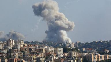 Smoke billows from a site targeted by Israeli shelling in the southern Lebanese village of Zaita