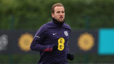 England captain Harry Kane in training