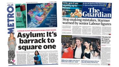 The front pages of Metro and the Guardian.