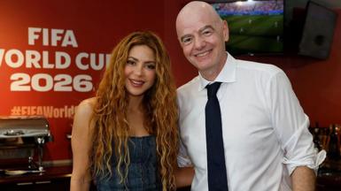 World Cup half-time performer Shakira alongside Fifa president Gianni Infantino