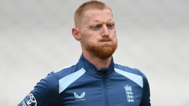 Ben Stokes puffs his cheeks during an England training session