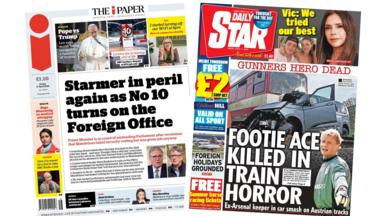 Newspaper headlines: 'Starmer in peril' and 'Gunners hero dead'