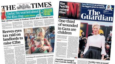The front pages of the Guardian and the Times