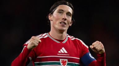 Harry Wilson celebrates scoring for Wales
