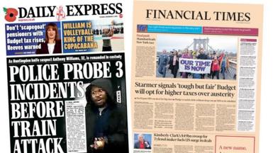 The front pages of the Daily Express and the FT