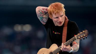 Ed Sheeran on stage in Madrid