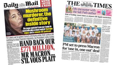 The front pages of the Daily Mail and the Times