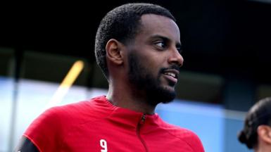 Alexander Isak at Liverpool's training ground