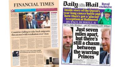 The front page of the Financial Times and Daily Mail.