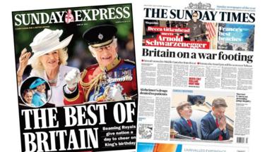 A composite image of the front page of the Sunday Express and The Sunday Times