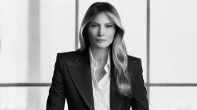 Melania Trump in black and white