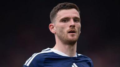 Andy Robertson playing for Scotland during a friendly against Curacao at Hampden Park in May 2026